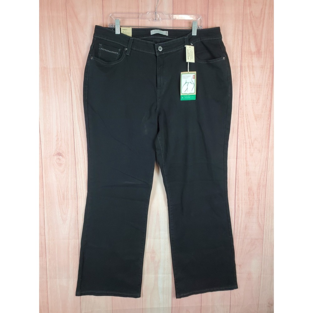 Levis 580 Womens Bootcut Jeans Sz 18 M Black Denim Dark Wash Defined Waist